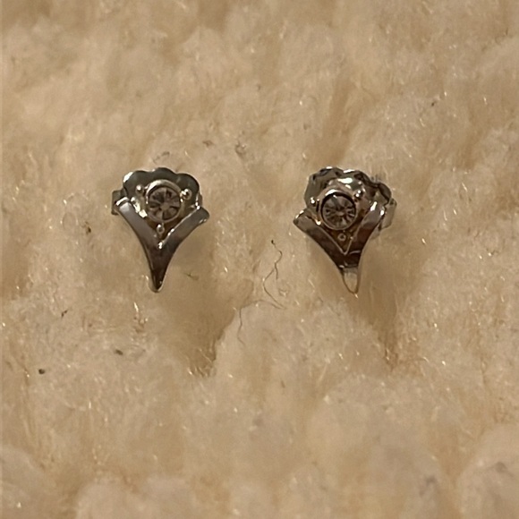 Silver Rhinestone Pierce Earrings - Picture 6 of 16